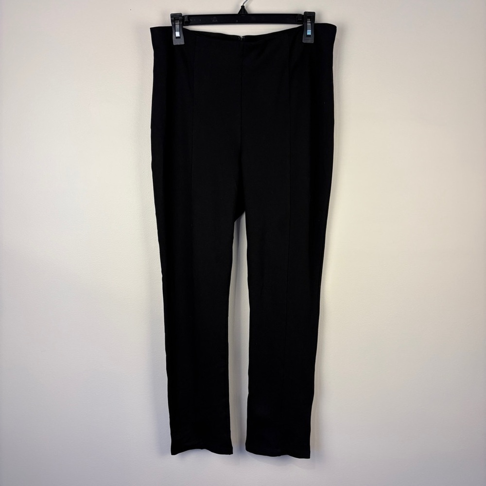 Quince Black Stretch Ponte Pintuck Straight Leg Ankle Pants